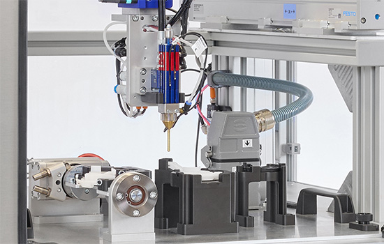 Custom automatic grease dispensing machine with metering valve – contact and spray application – NEUBOR